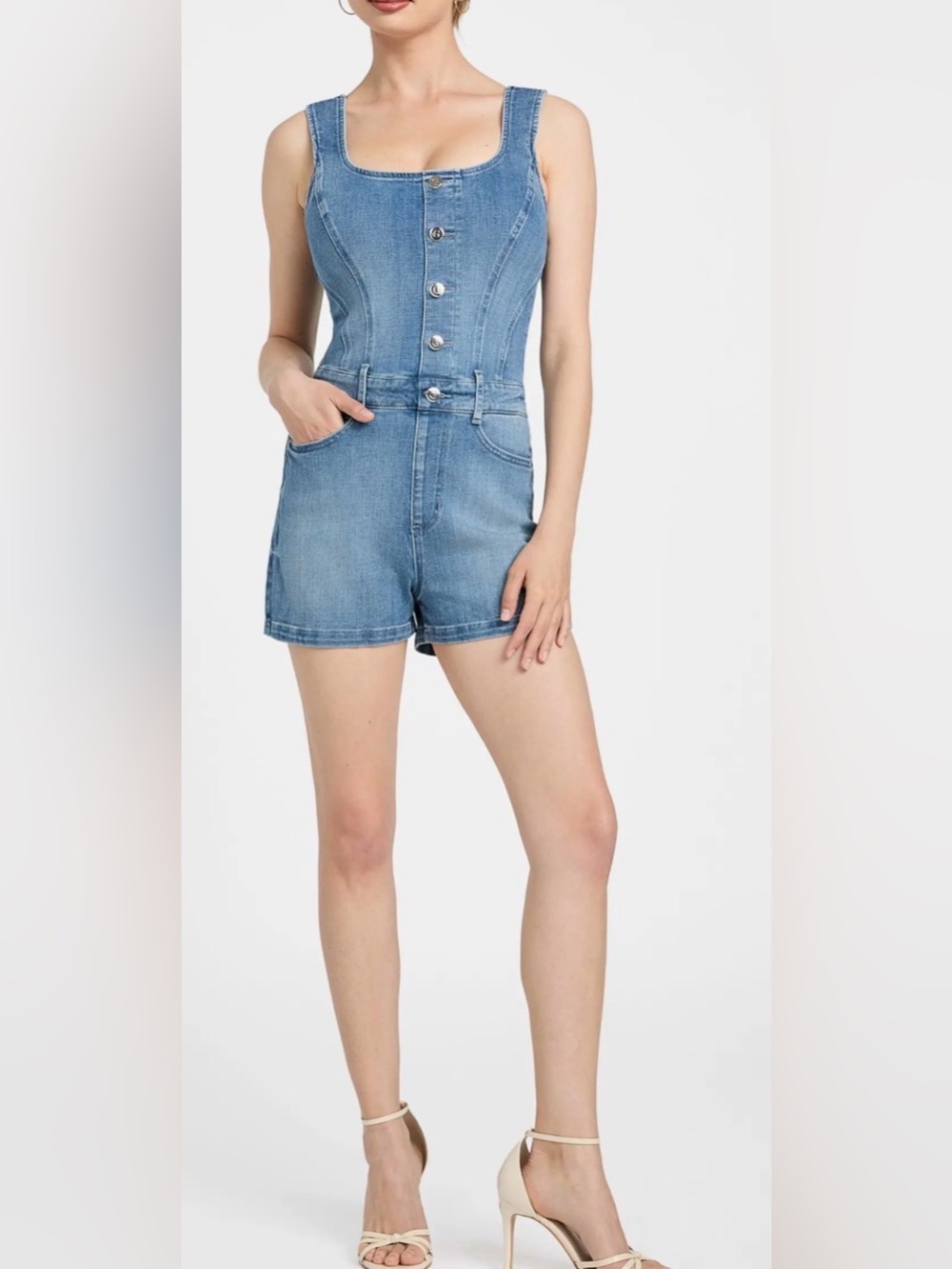Guess Sunni Sleeveless Stretch Denim Romper
